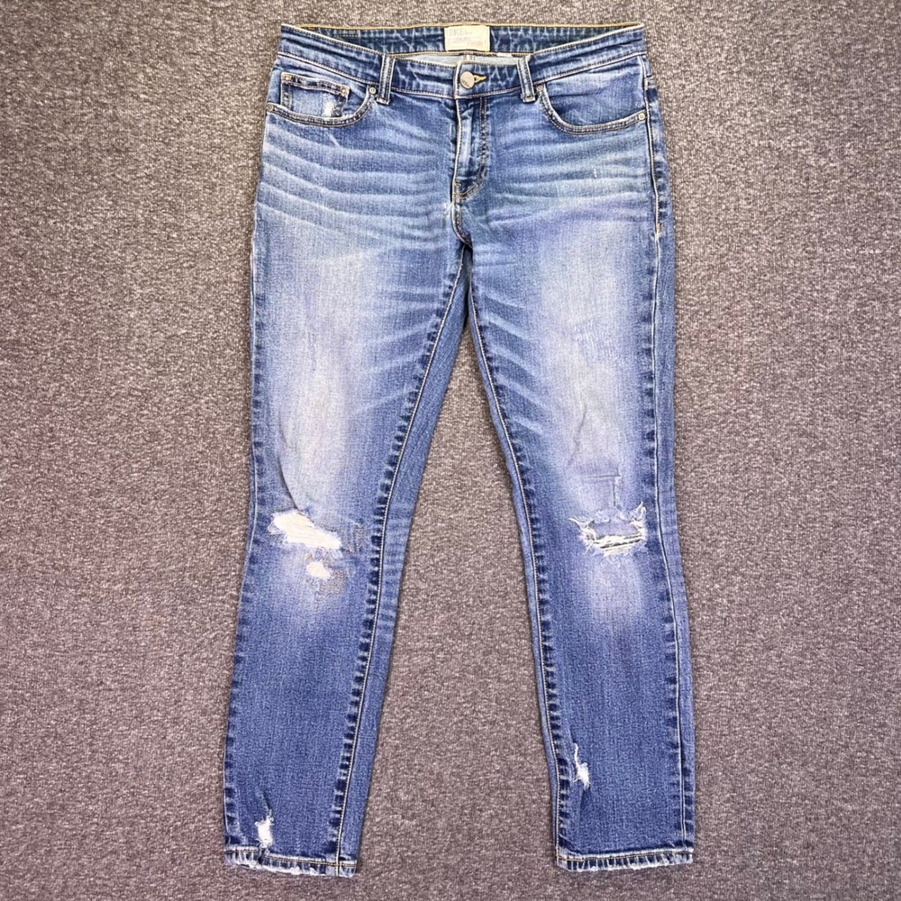 BKE Stella Straight Jeans Womens 29 Blue Distressed Casual Denim 32x28 ABK262